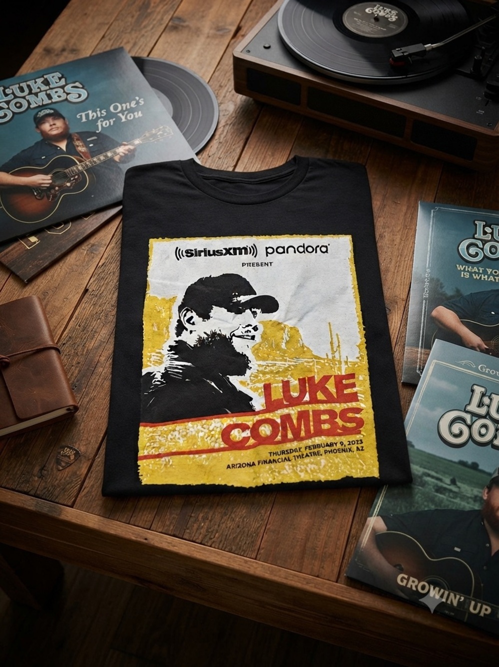 Official Luke Combs Tour T-Shirt Gildan 100% Cotton Black Size Large phoenix AZ